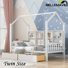 Bellemave® House Bed with 2 Drawers and Storage Shelf