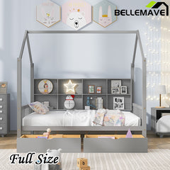 Bellemave® House Bed with 2 Drawers and Storage Shelf