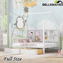 Bellemave® House Bed with 2 Drawers and Storage Shelf