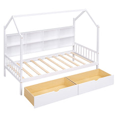 Bellemave® House Bed with 2 Drawers and Storage Shelf