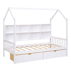 Bellemave® House Bed with 2 Drawers and Storage Shelf