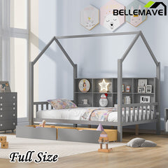 Bellemave® House Bed with 2 Drawers and Storage Shelf