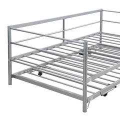 Bellemave® Twin Size Metal Daybed with Adjustable Trundle