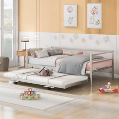 Bellemave® Twin Size Metal Daybed with Adjustable Trundle