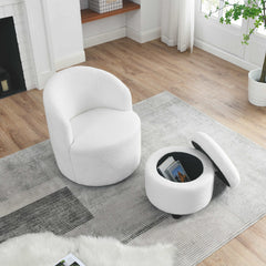 Bellemave Living Room 360 ° Swivel Chair with Round Storage