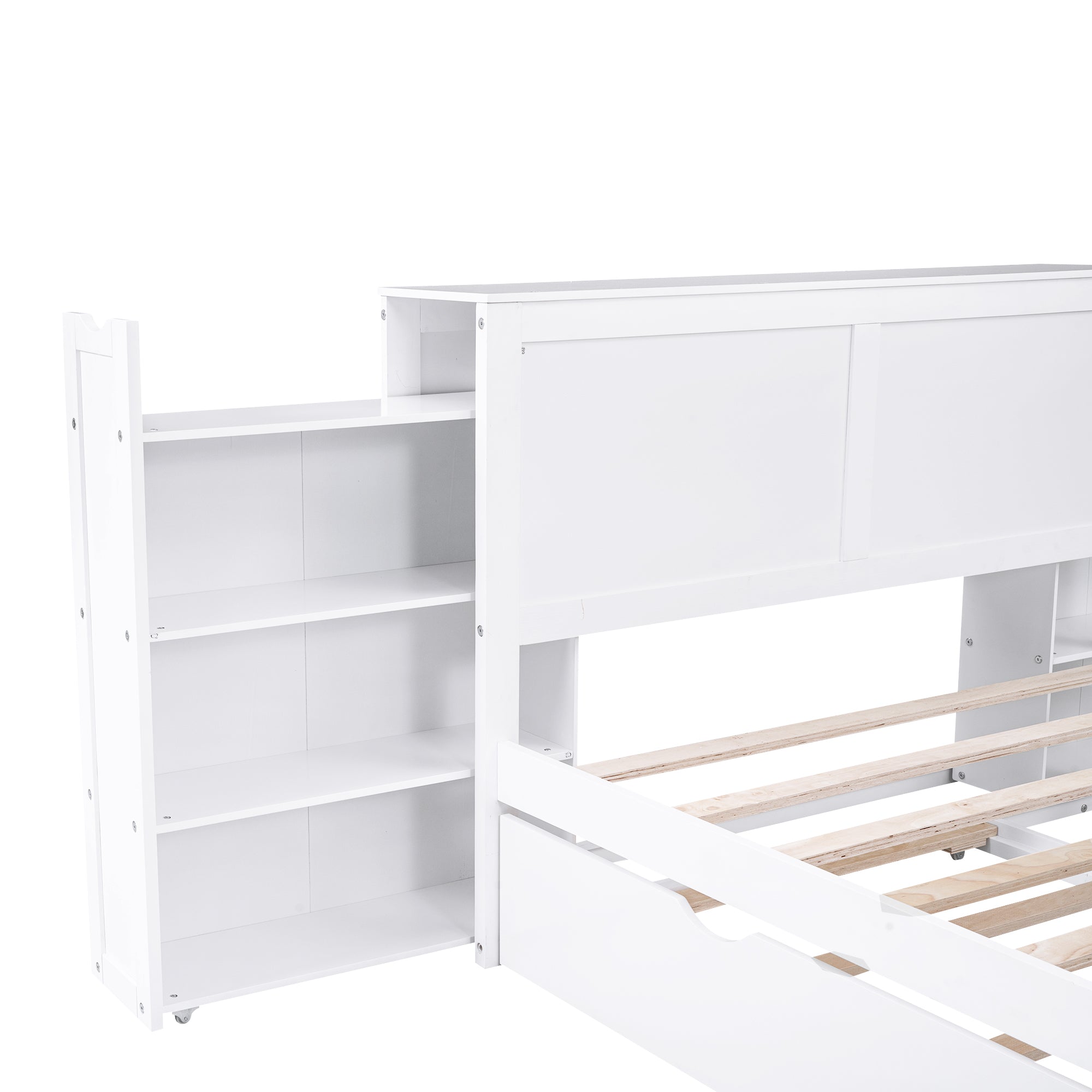 Bellemave Storage Platform Bed with Pull Out Shelves and Twin Size Trundle