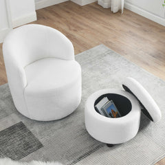 Bellemave Living Room 360 ° Swivel Chair with Round Storage