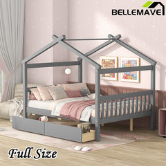 Bellemave® Wooden House Bed with 2 Drawers