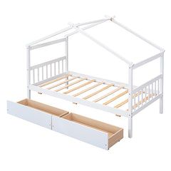 Bellemave® Wooden House Bed with 2 Drawers