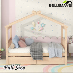 Bellemave® Wooden House Bed with 2 Drawers