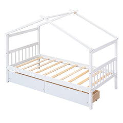 Bellemave® Wooden House Bed with 2 Drawers