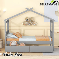 Bellemave® Wooden House Bed with 2 Drawers