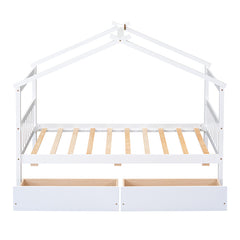 Bellemave® Wooden House Bed with 2 Drawers