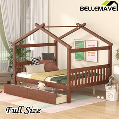 Bellemave® Wooden House Bed with 2 Drawers