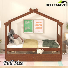 Bellemave® Wooden House Bed with 2 Drawers