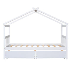 Bellemave® Wooden House Bed with 2 Drawers