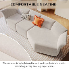 Bellemave 106.3" Stylish Sofa Set with Polyester Upholstery with Adjustable Back with Free Combination