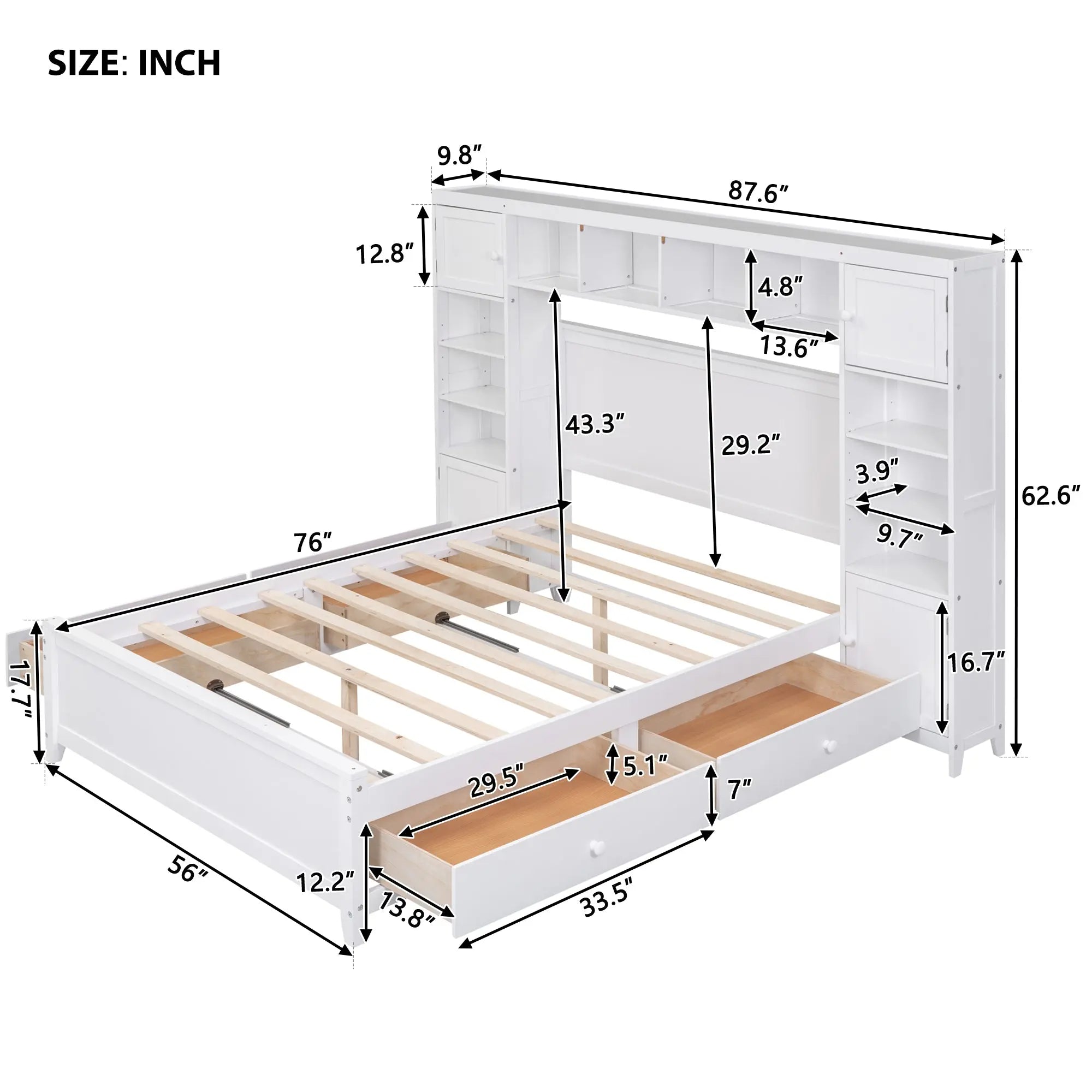 Bellemave® Wooden Platform Bed with All-in-One Cabinet and Shelf Bellemave®