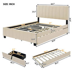 Bellemave® Queen Size Upholstered Platform Bed with 2 Drawers and Twin XL Trundle