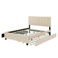 Bellemave® Queen Size Upholstered Platform Bed with 2 Drawers and Twin XL Trundle