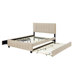 Bellemave® Queen Size Upholstered Platform Bed with 2 Drawers and Twin XL Trundle