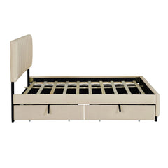 Bellemave® Queen Size Upholstered Platform Bed with 2 Drawers and Twin XL Trundle