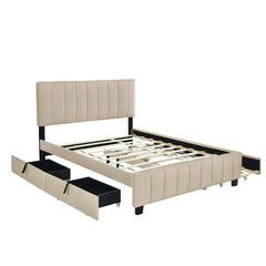 Bellemave® Queen Size Upholstered Platform Bed with 2 Drawers and Twin XL Trundle