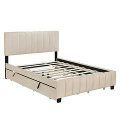 Bellemave® Queen Size Upholstered Platform Bed with 2 Drawers and Twin XL Trundle