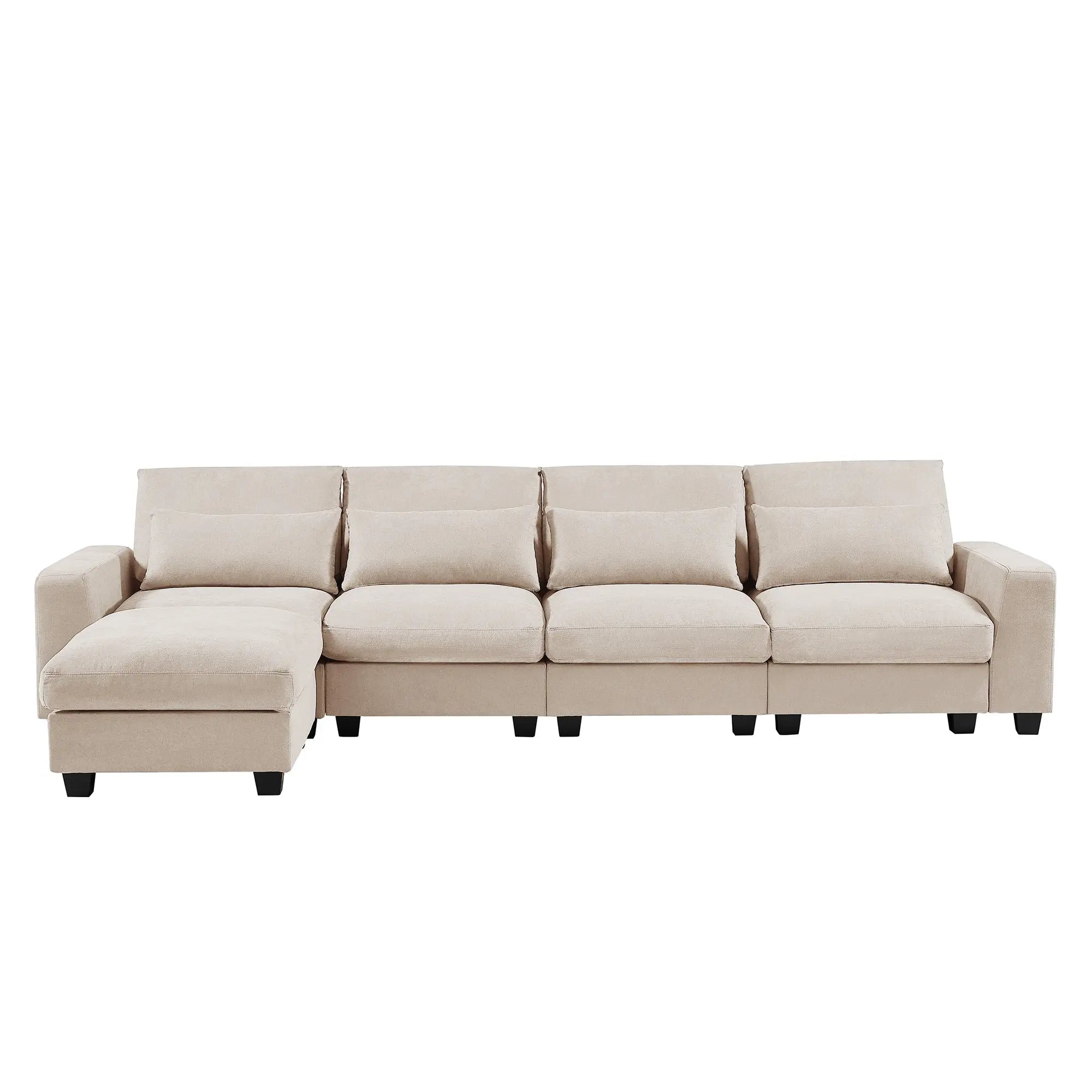 Bellemave 129.9" Modern Large L-Shape Feather Filled Sectional Sofa, Convertible Sofa Couch with Reversible Chaise Bellemave