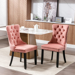 Bellemave® 2-Pcs Set Modern High-end Tufted Solid Wood Contemporary Velvet Upholstered Dining Chair with Wood Legs Nailhead Trim Bellemave®