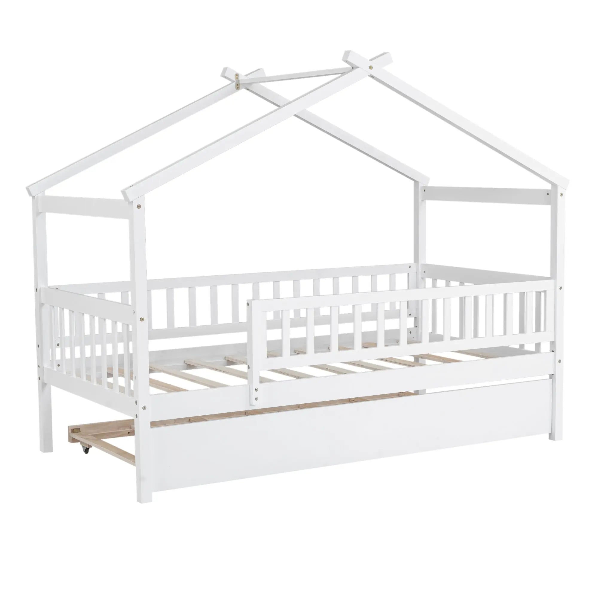 Bellemave® Wooden House Bed with Trundle Bed