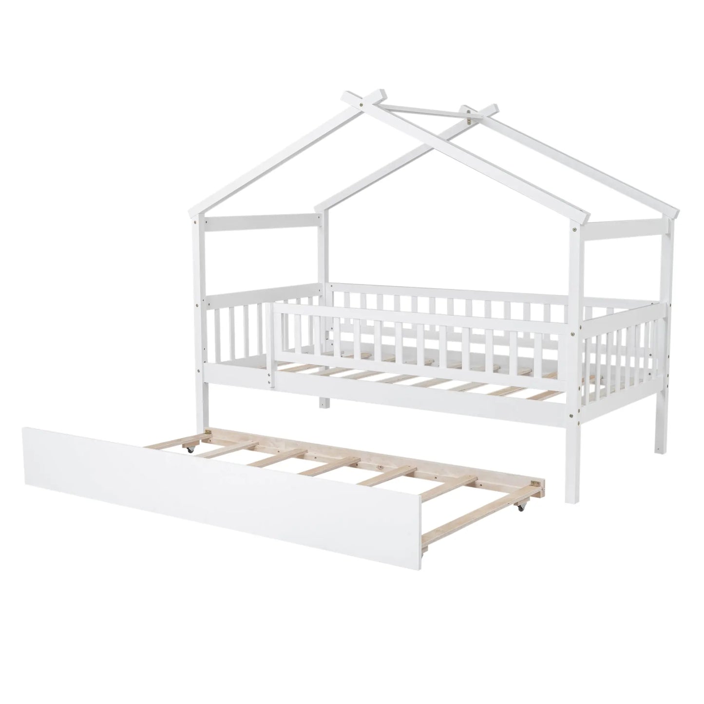 Bellemave Wooden House Bed with Twin Size Trundle