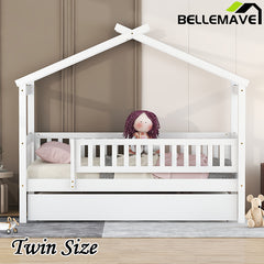 Bellemave® Wooden House Bed with Trundle Bed