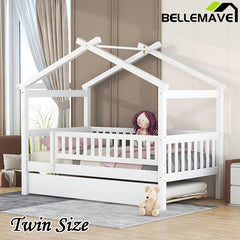 Bellemave® Wooden House Bed with Trundle Bed