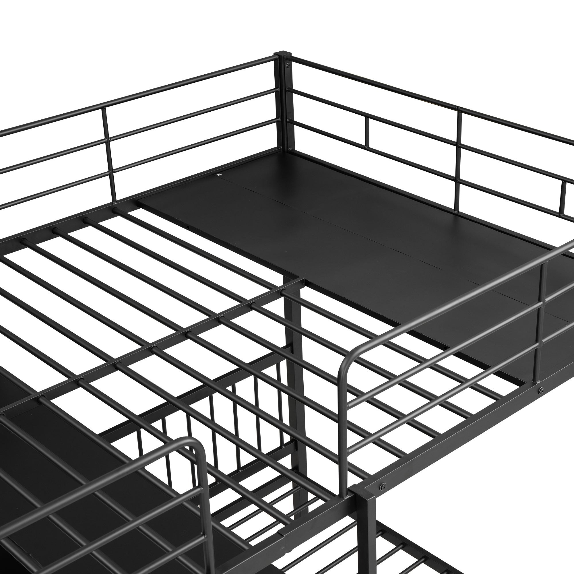 Bellemave® Full Over Twin Metal Bunk Bed with Built-in Desk, Shelves and Ladder Bellemave®