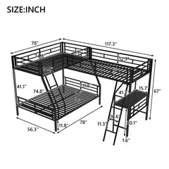 Bellemave® Twin over Full L-Shaped Bunk Bed with Twin Size Loft Bed,Built-in Desk and Slide Bellemave®