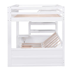 Bellemave® Full Size Wood Convertible Bunk Bed with Storage Staircase, Bedside Table and 3 Drawers Bellemave®