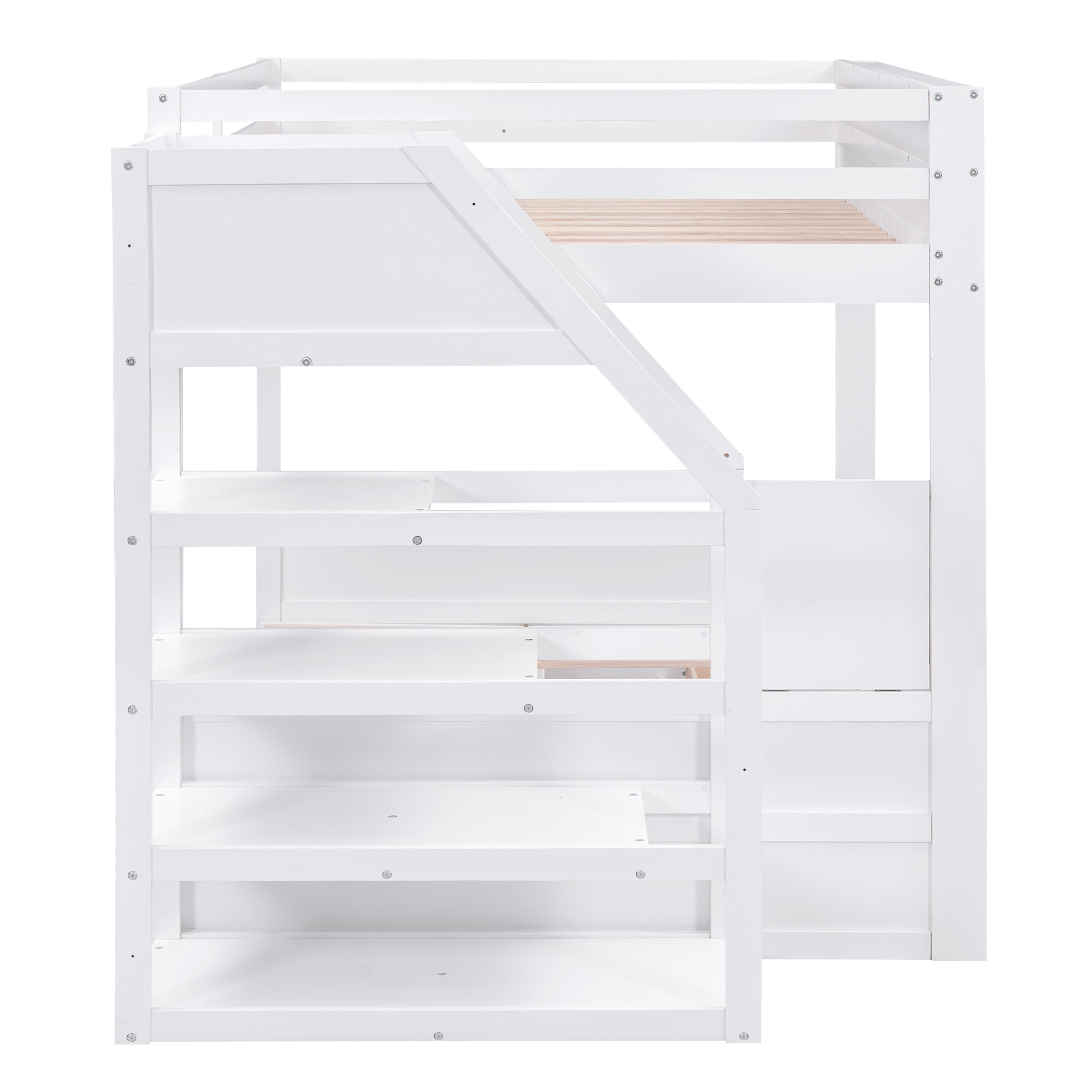 Bellemave® Full Size Wood Convertible Bunk Bed with Storage Staircase, Bedside Table and 3 Drawers Bellemave®