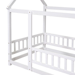 Bellemave® Montessori Wooden House Bed with Fence