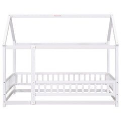 Bellemave® Montessori Wooden House Bed with Fence