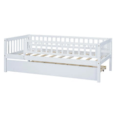 Bellemave Wood Daybed with Trundle and Fence Guardrails Bellemave