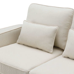 Bellemave 114.2" Upholstered Sofa with Console and 2 Cupholders,2 USB Ports and 4 Pillows