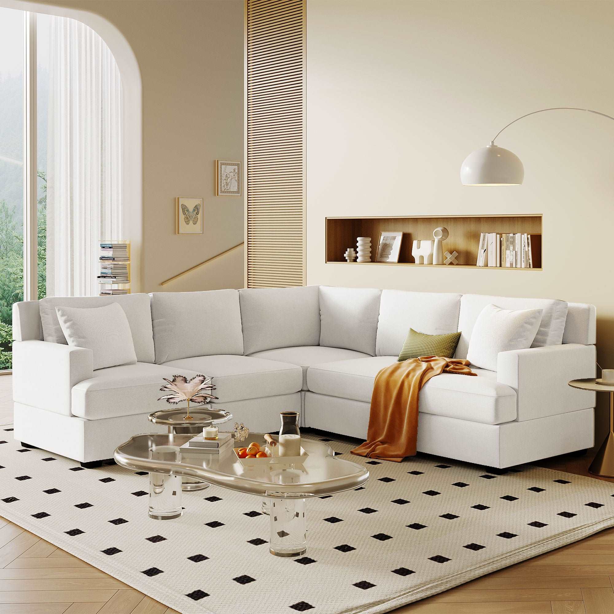 Bellemave 87.8" Sectional Modular Sofa with 2 Tossing cushions and Solid Frame