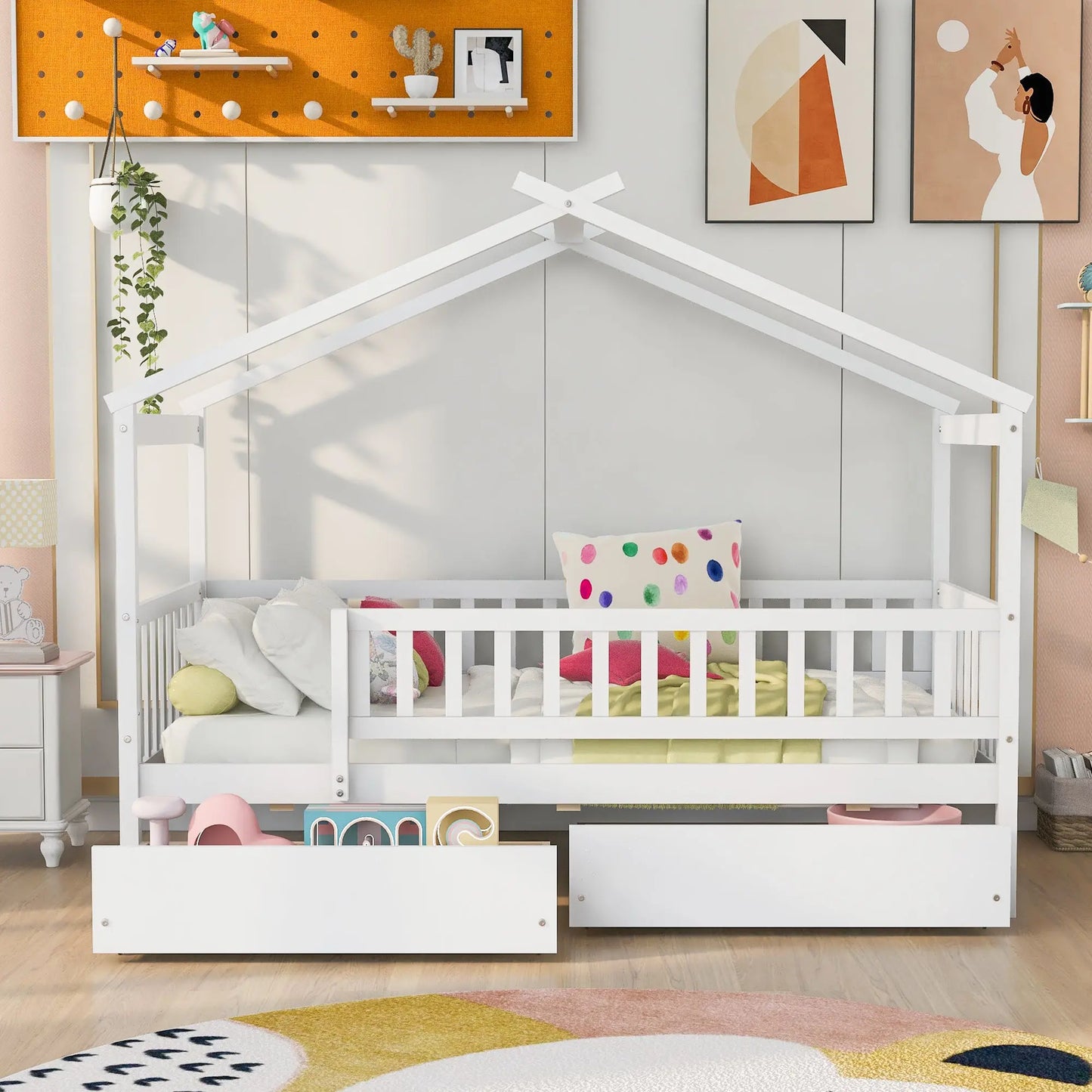 Bellemave Wooden House Bed with Two Drawers