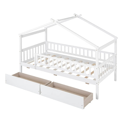 Bellemave Wooden House Bed with Two Drawers