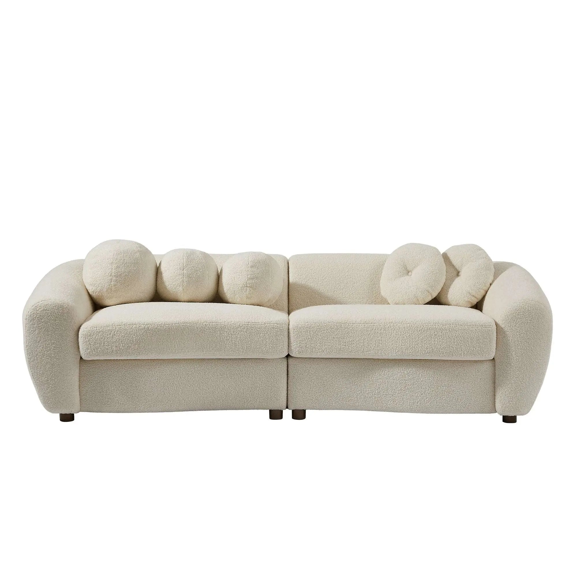 Bellemave 87.7" Modern Curved Sofa, Back Upholstered Couch with 5 Decorative Throw Pillows