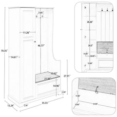 Bellemave® Stylish Design Hall Tree with Flip-Up Bench,Adjustable Shelves and Hanging Hooks Bellemave®