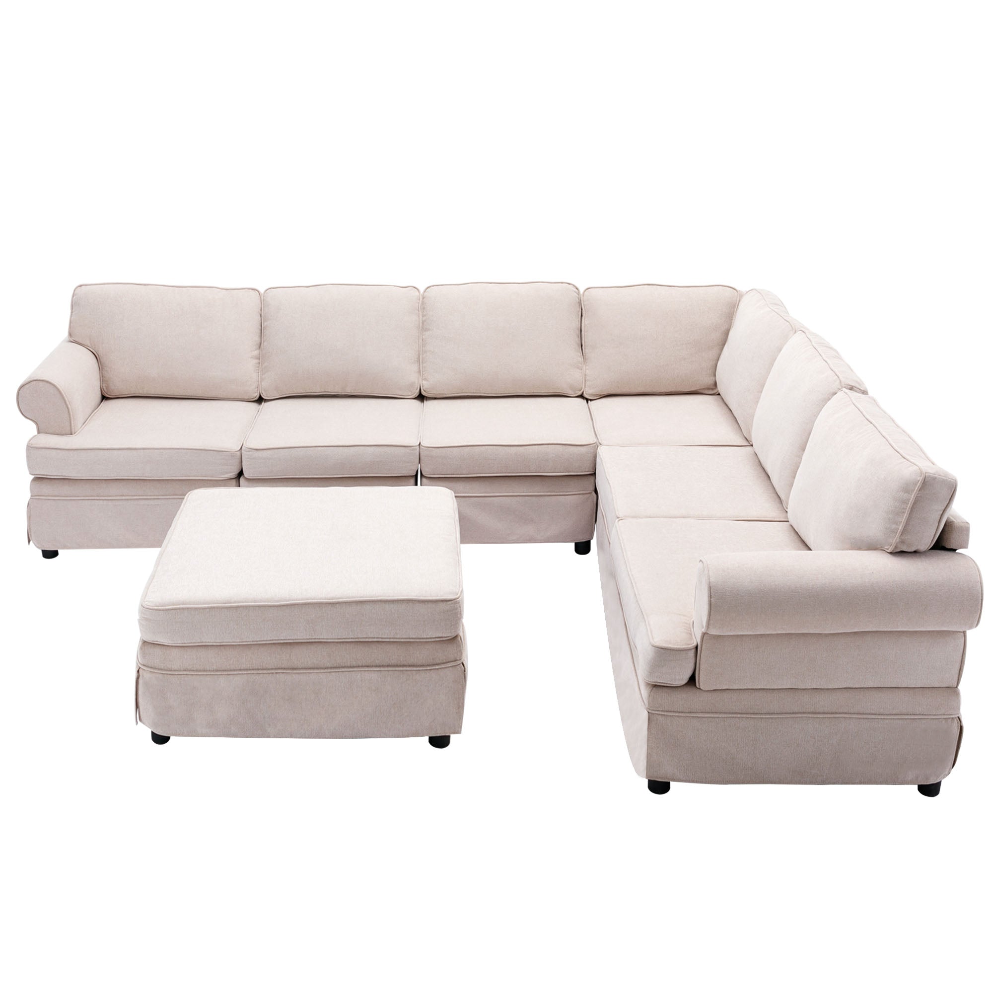 Bellemave 108.6" Fabric Upholstered Modular Sofa Collection, Modular Customizable ,Sectional Couch with removable Ottoman