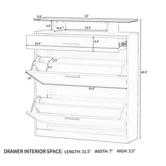 Bellemave® Tempered Glass Top Shoe Storage Cabinet with Drawer and LED Light Bellemave®