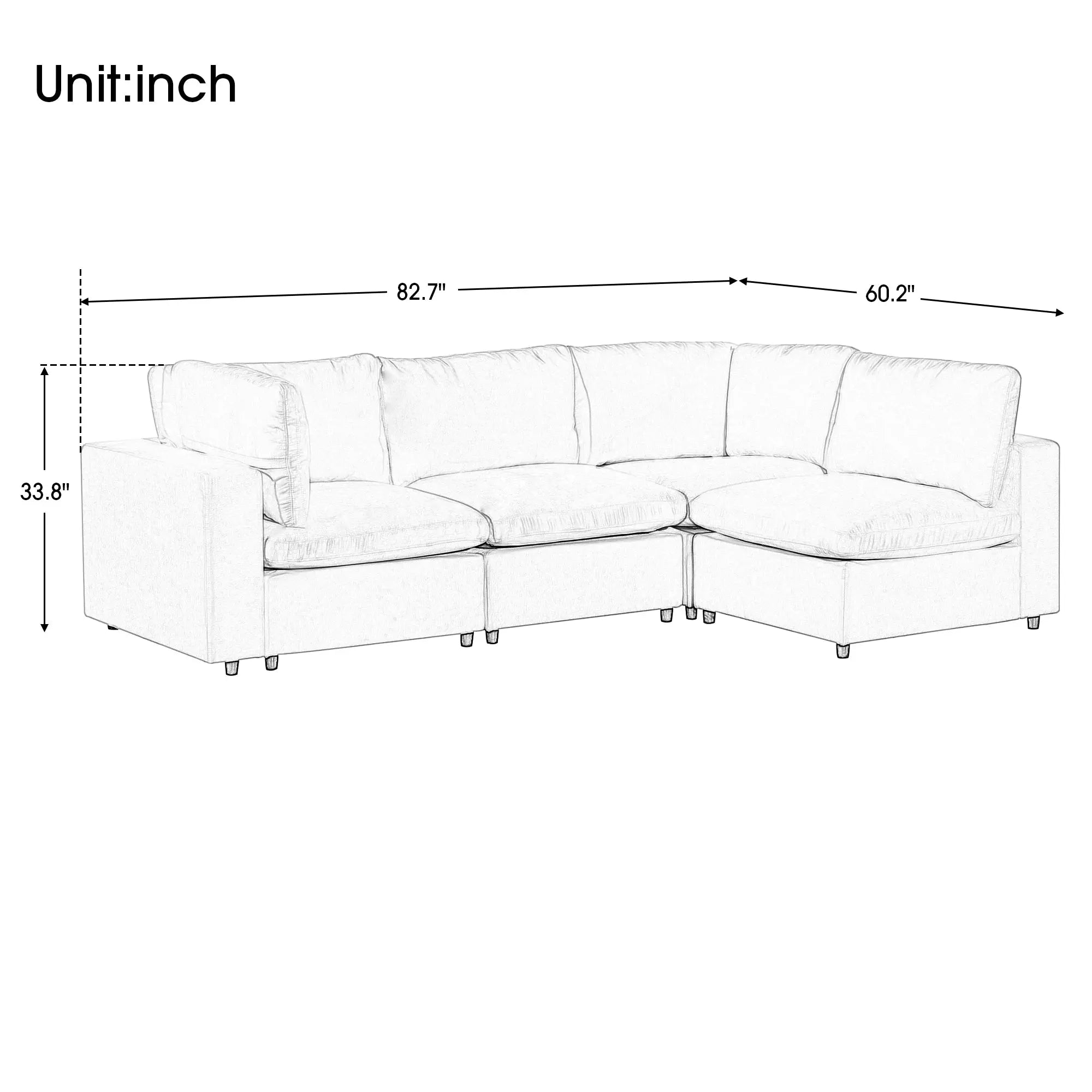 Bellemave 105.9" Upholstered Modular Sofa with USB Charge Ports,Wireless Charging and Built-in Bluetooth Speaker in Arm Bellemave